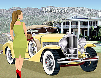 artwork illustrating hollywood duesenberg